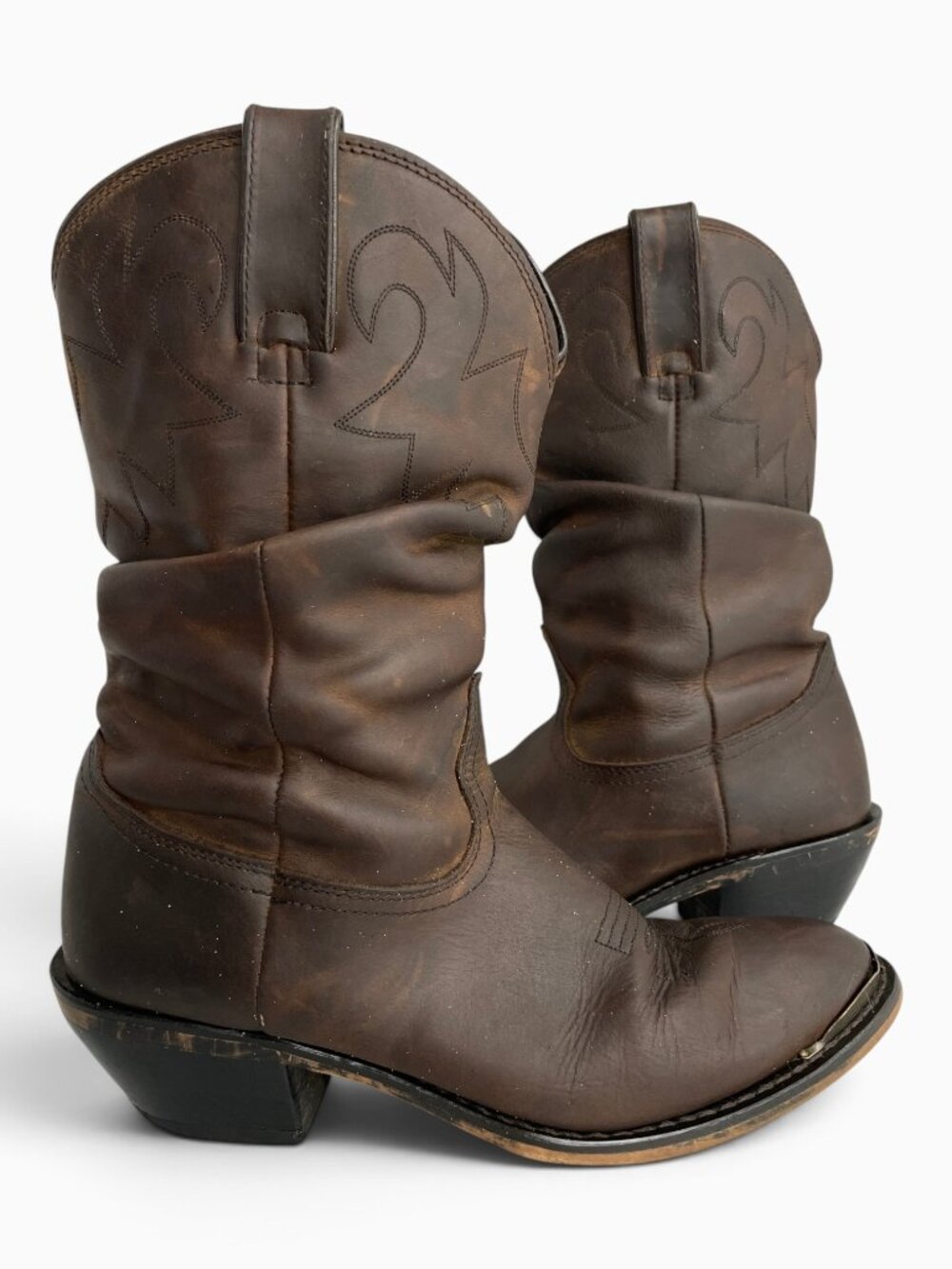 Durango Brown Leather Slouch Western Cowboy Cowgirl Moto Boots Women's 8 M